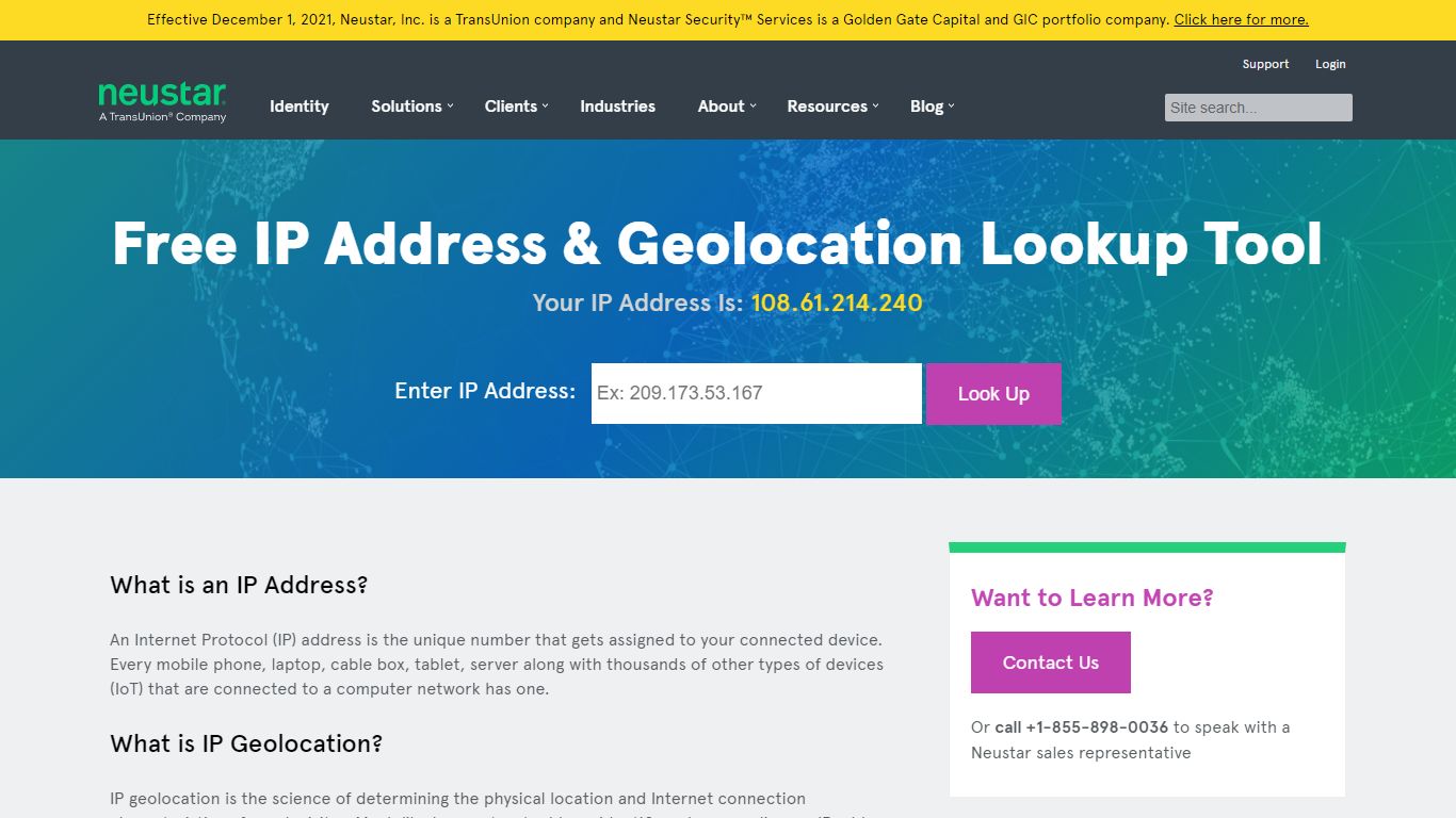 IP Address Lookup & Geolocation Tool | Neustar